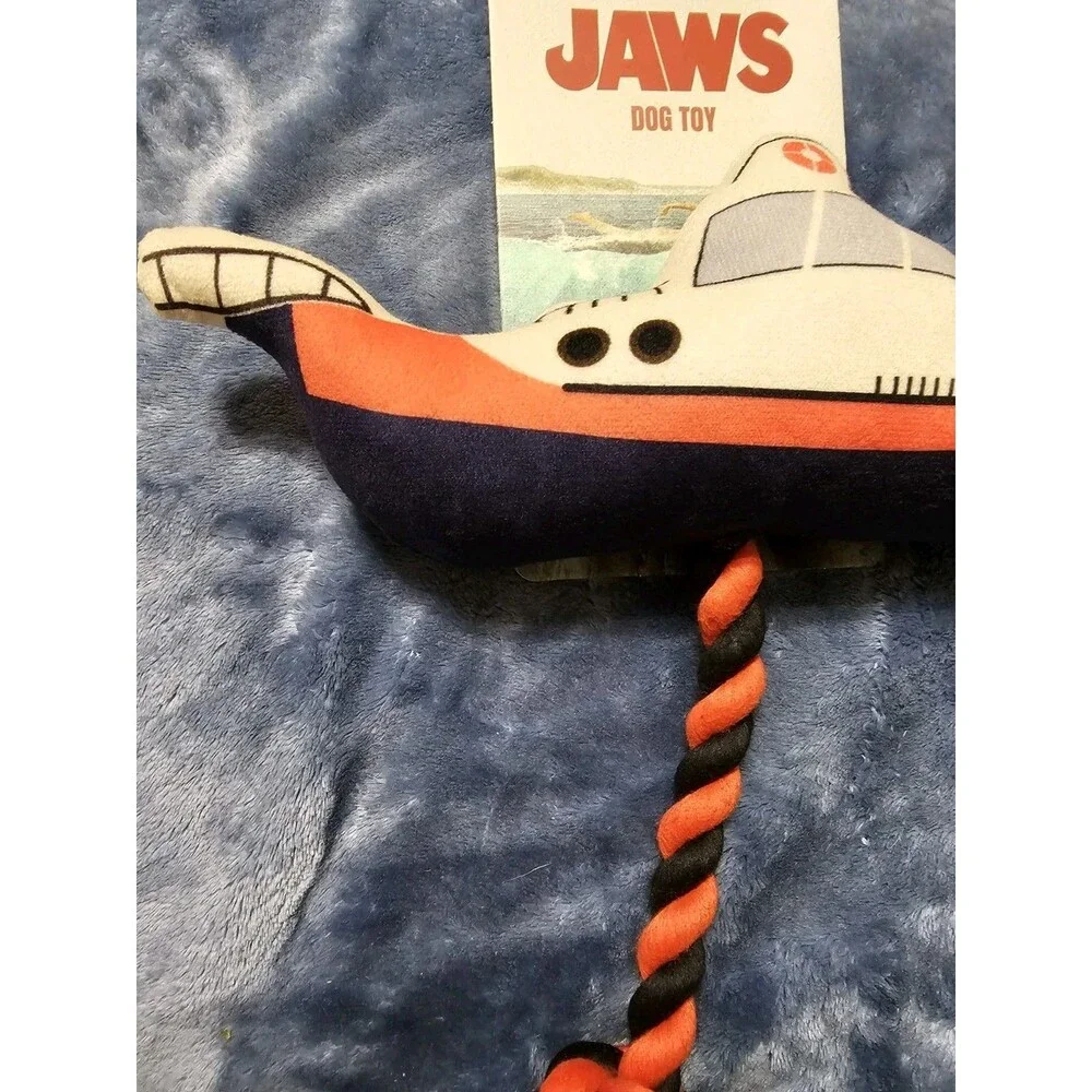 JAWS Plush Squeaky Stuffed Dog Toy Boat w/ Rope Tug Small Dog (UN304) NWT